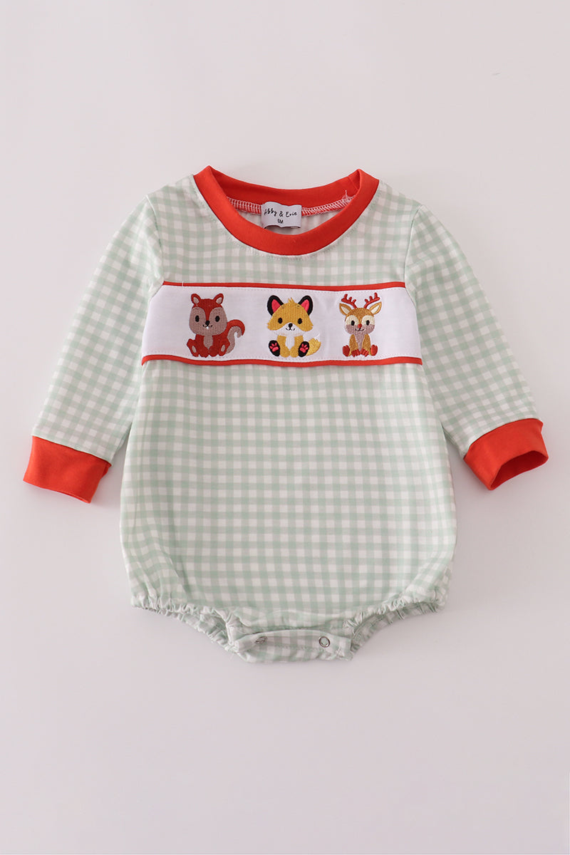 Fox embroidery gingham bubble