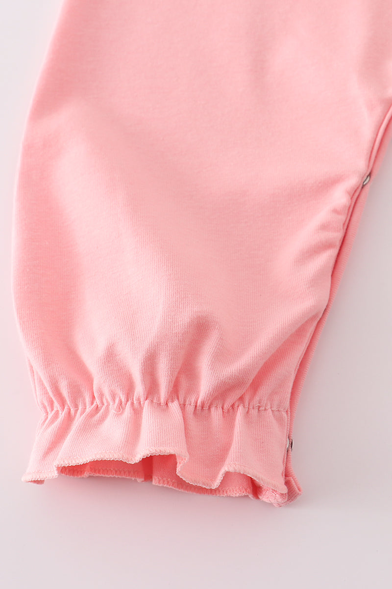 Pink believe embroidery ruffle romper