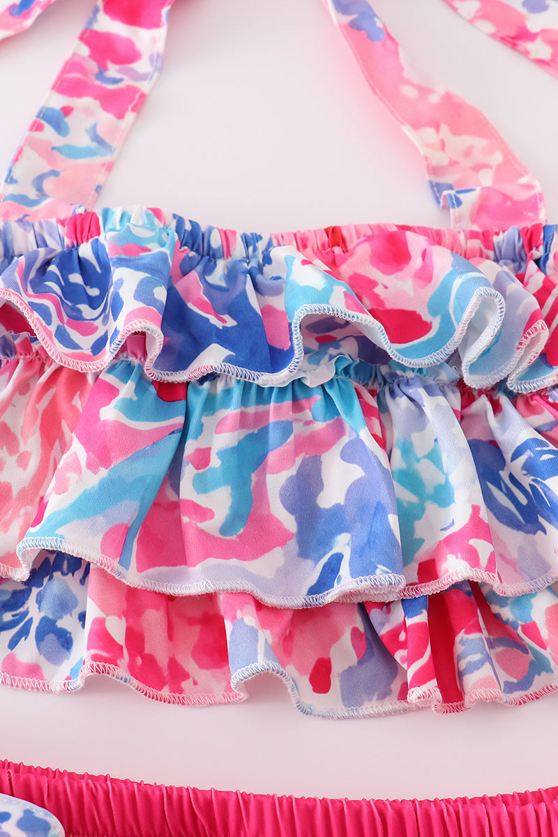 Pink Paradise Reef print 2pc swimsuit