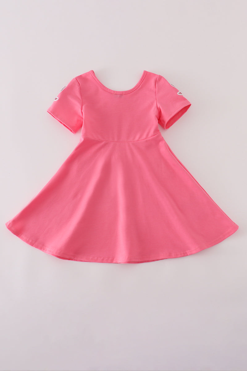 Pink bow sequin dress