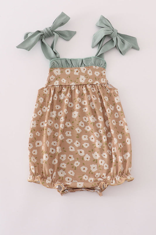 Mustard & mint floral print ruffle bubble