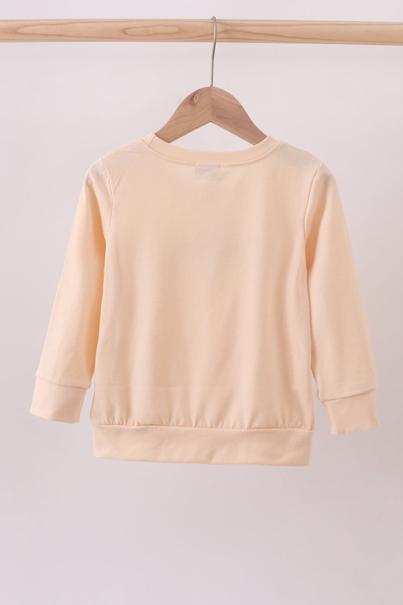 Cream reindeer embroidery top