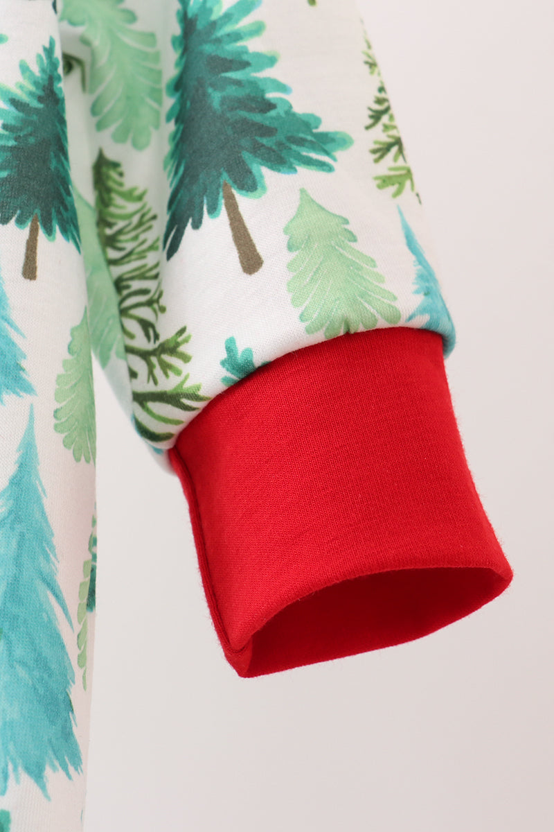 Green christmas tree print romper