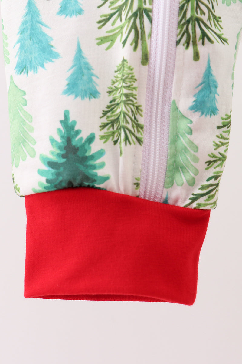 Green christmas tree print romper