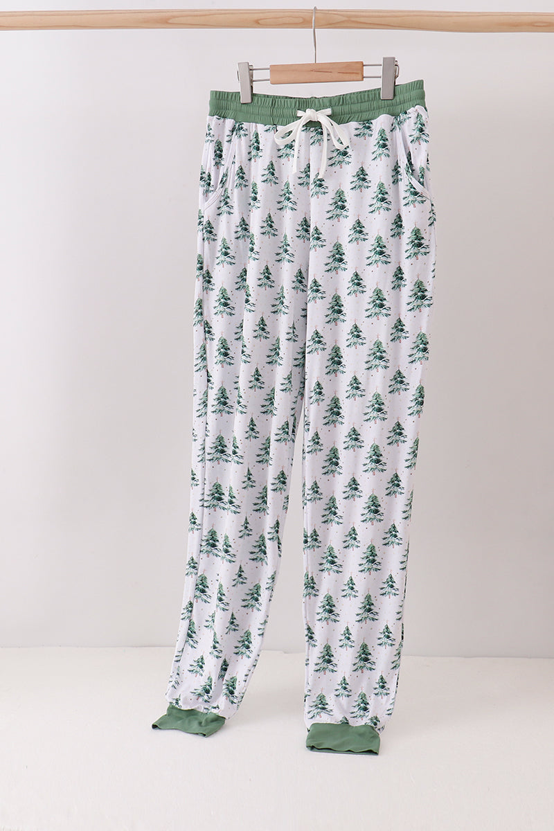Green christmas tree bamboo mom pants