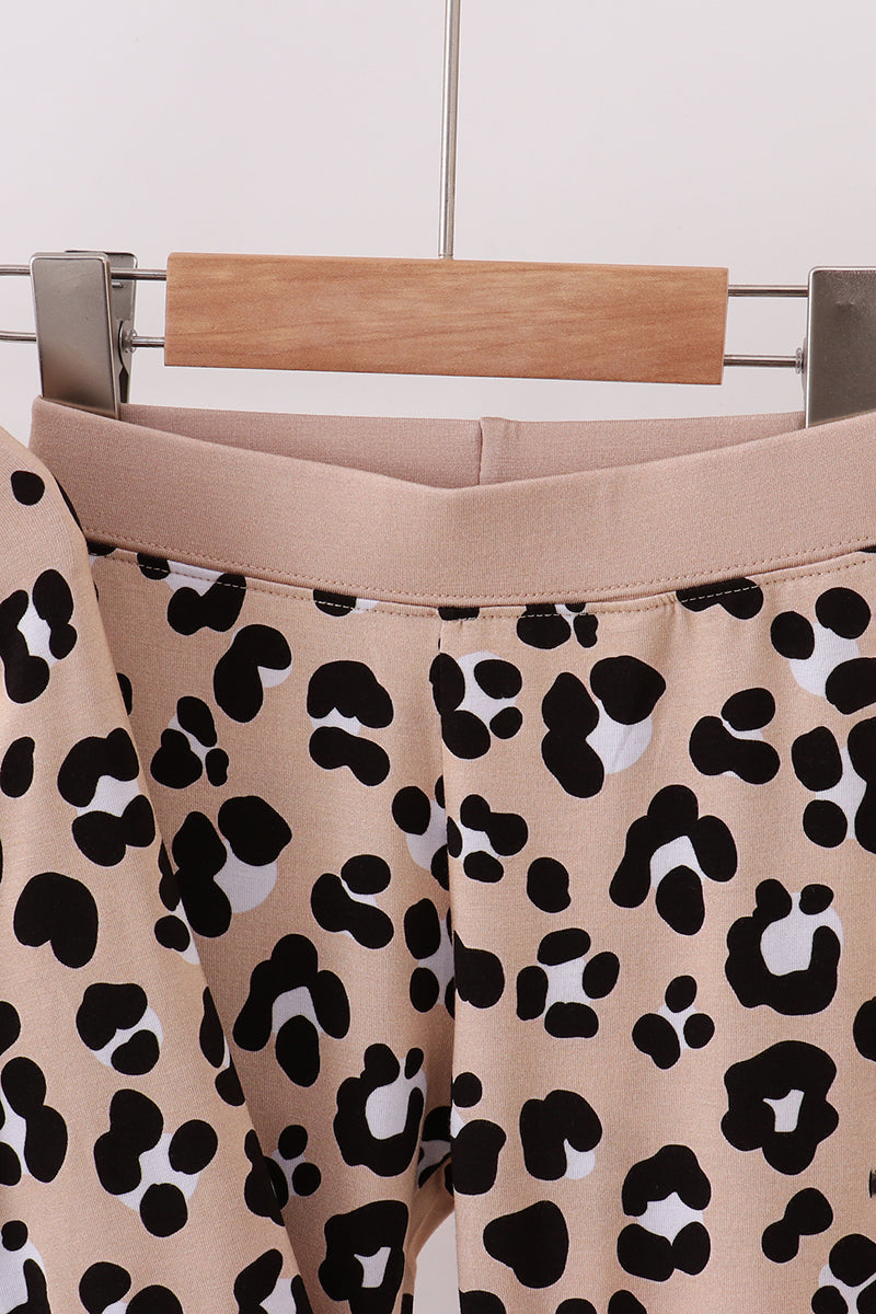 Brown leopard bamboo pajama set
