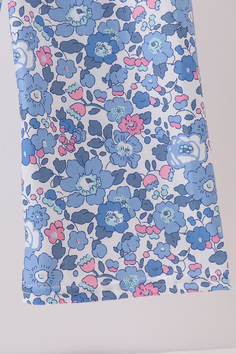 Blue floral ruffle jumpsuit