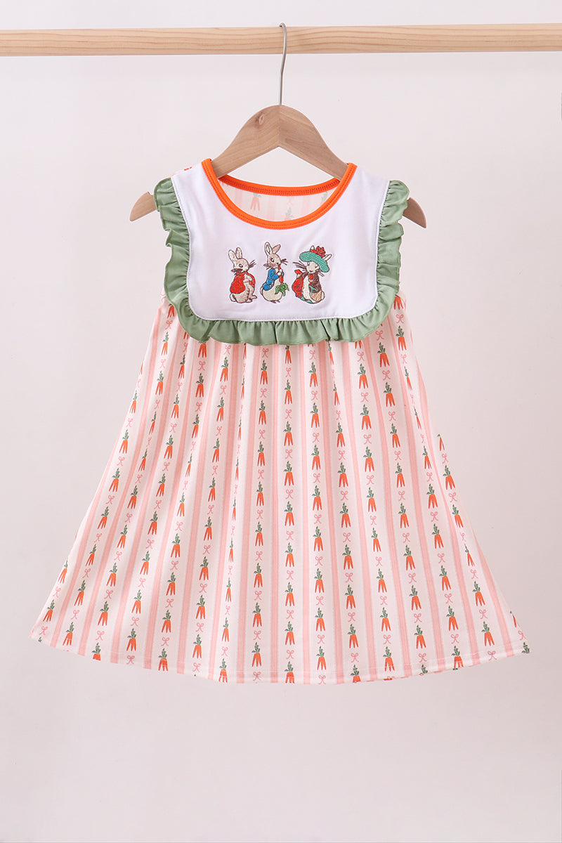 Bunny embroidery ruffle dress