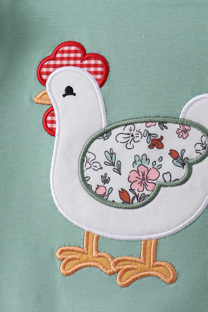 Sage Chicken Applique Set
