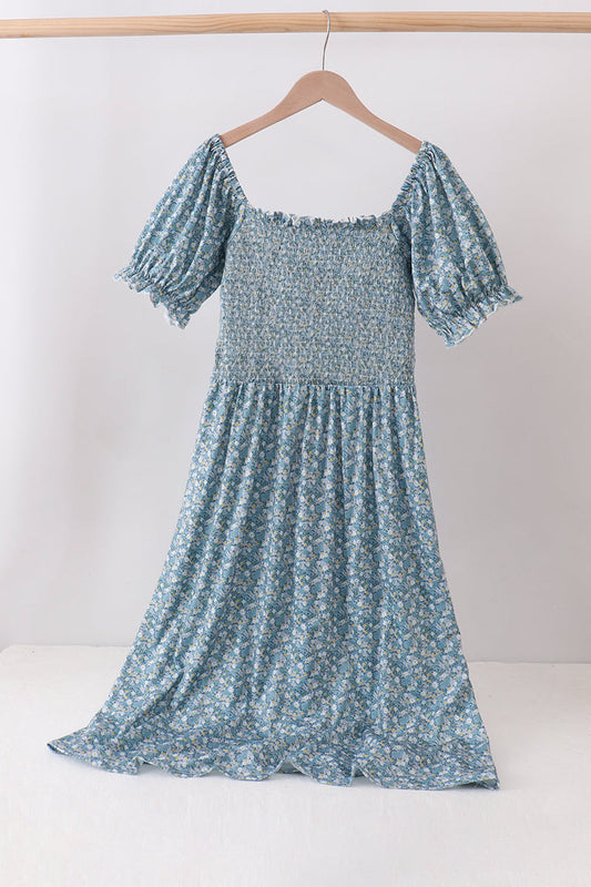 Teal Floral Mom Dress