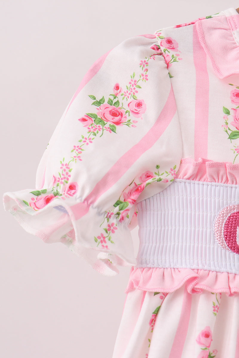 Pink Pumpkin Embroidery Ruffle Bloomer Set