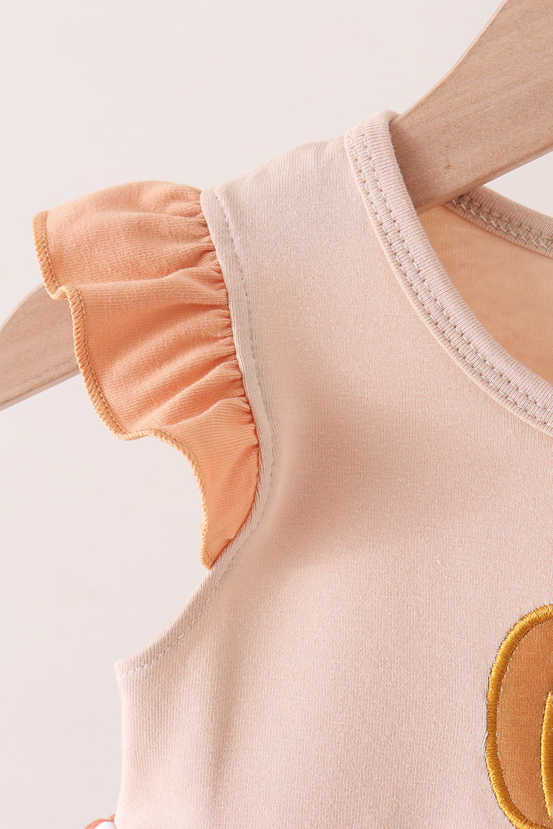 Floral Pumpkin Embroidery Ruffle Bloomer Set