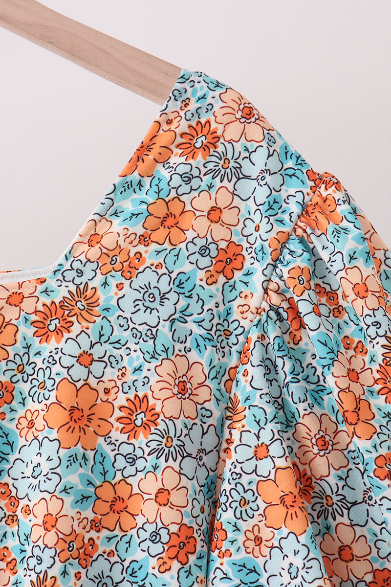 Orange Floral Mom Dress