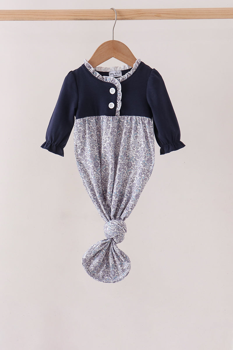 Navy Floral Gown