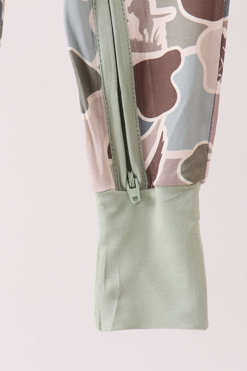 Camouflage Hunting Bamboo Zipper Romper