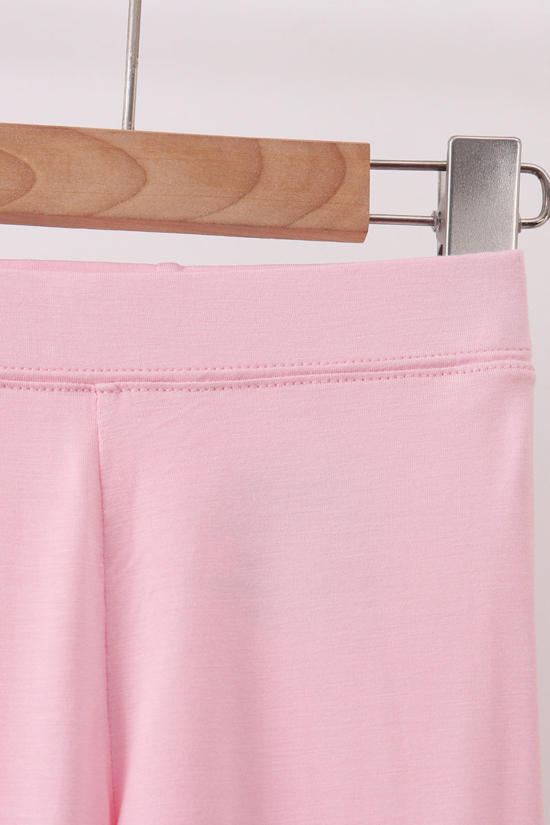 Pink princess floral stripe bamboo pants set