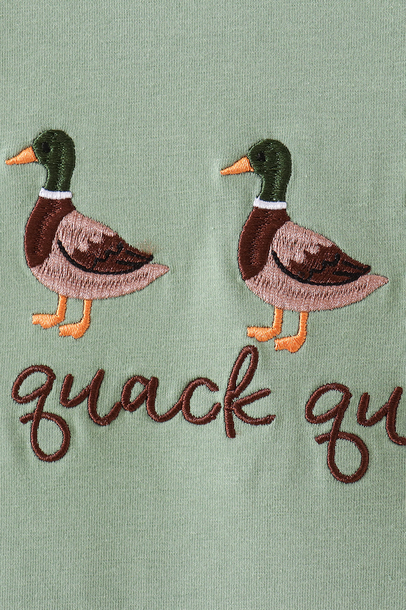 Green Duck guack guack Embroidery Ruffle Pants Set