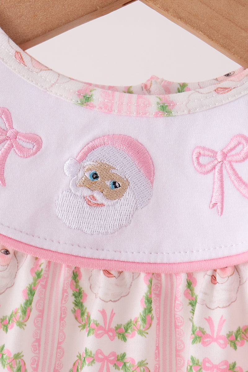 Pink santa bow embroidery bubble
