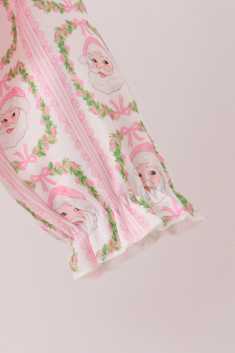 Pink santa bow embroidery bubble