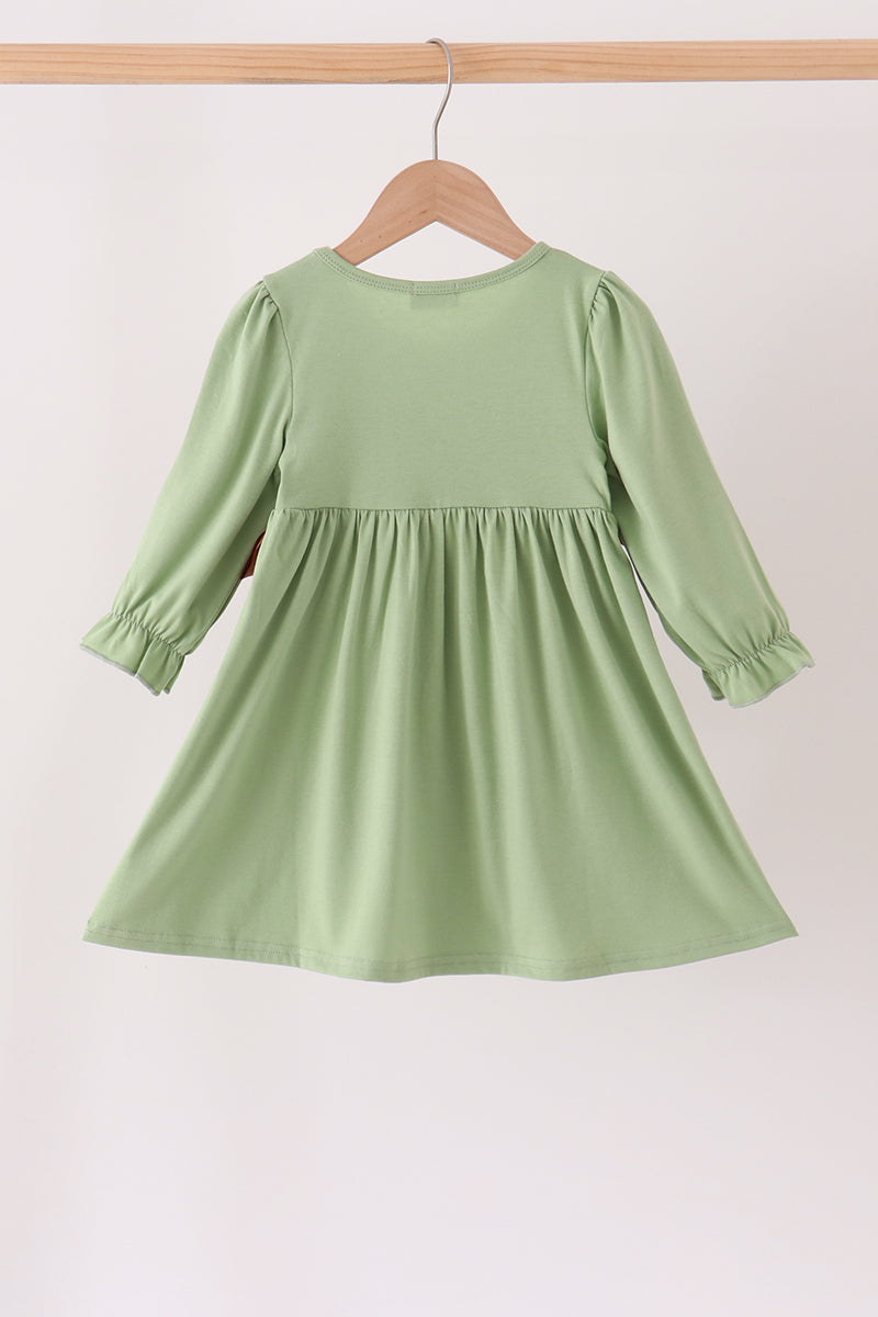 Sage deer embroidery dress