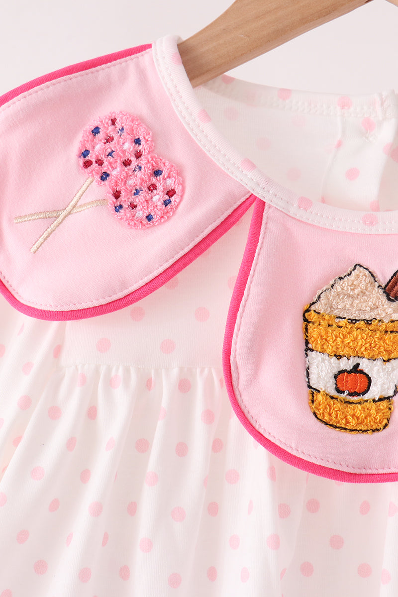Pink french knot dot pants set