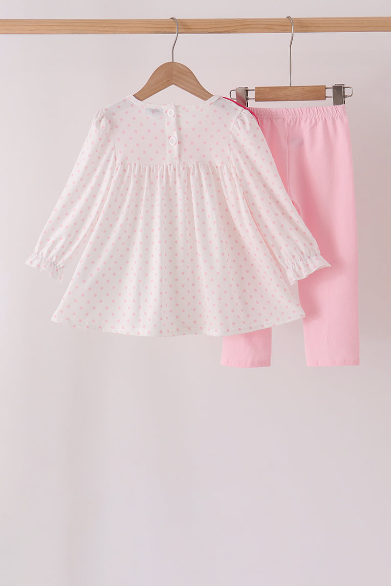 Pink french knot dot pants set