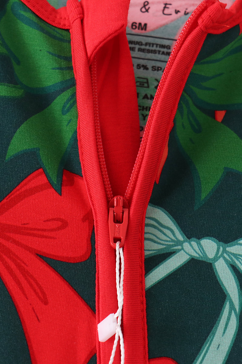 Forest Bow Zip Bamboo Romper