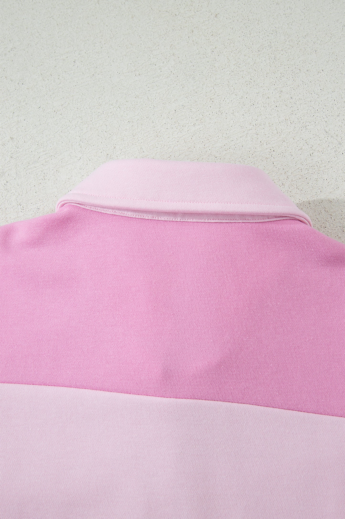 Pink Raw Seam Color Block Patchwork Button Polo Collar Mini Dress