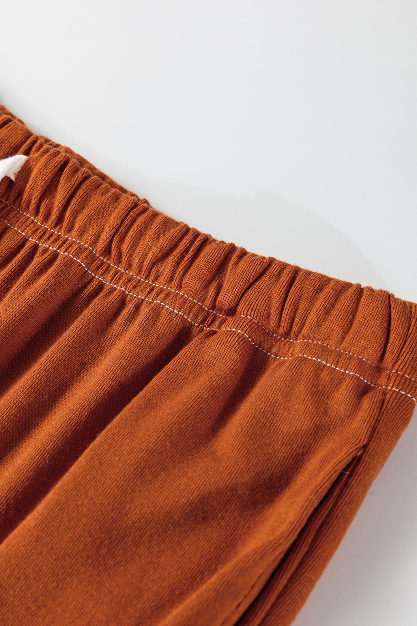 Orange Contrast Stitching Buttoned V Neck Half Sleeve Top and Drawstring Flare Pants Set