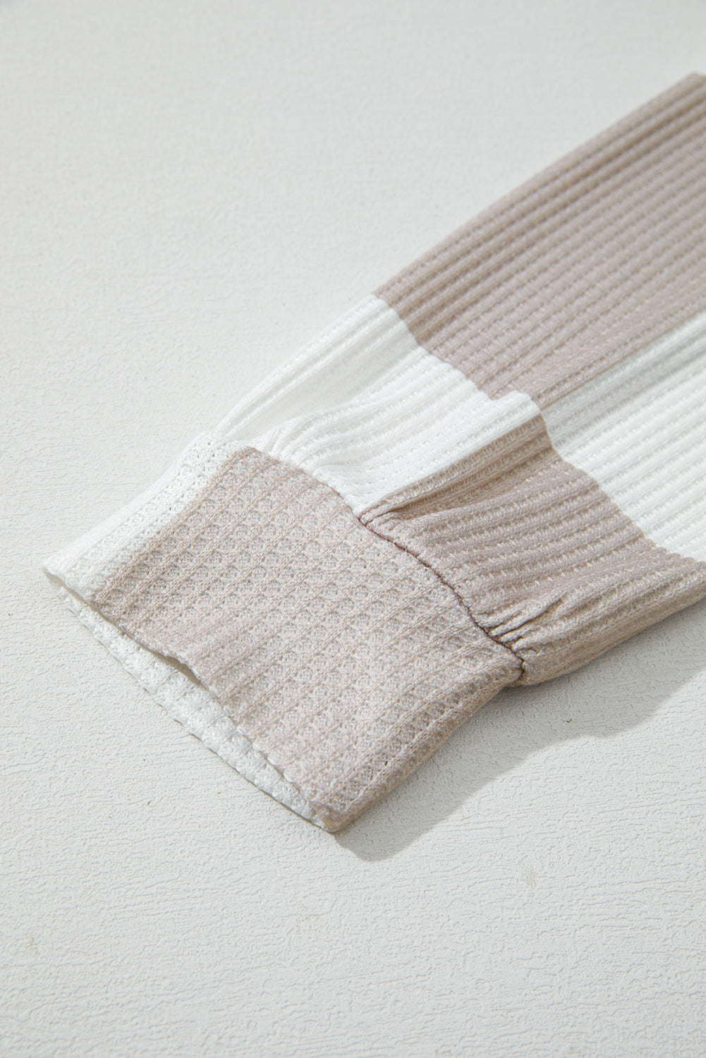 Khaki Checkered Print Breathable Textured Long Sleeve Top