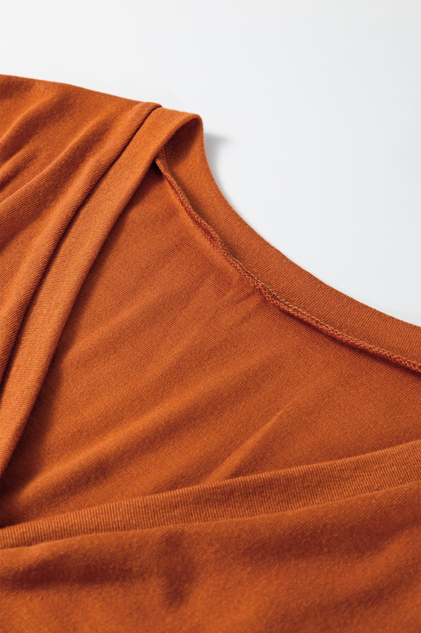 Orange Contrast Stitching Buttoned V Neck Half Sleeve Top and Drawstring Flare Pants Set
